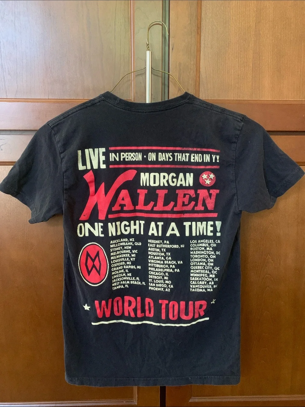 Morgan Wallen One Night at a Time World Tour Black T-Shirt Size SMALL Men Women